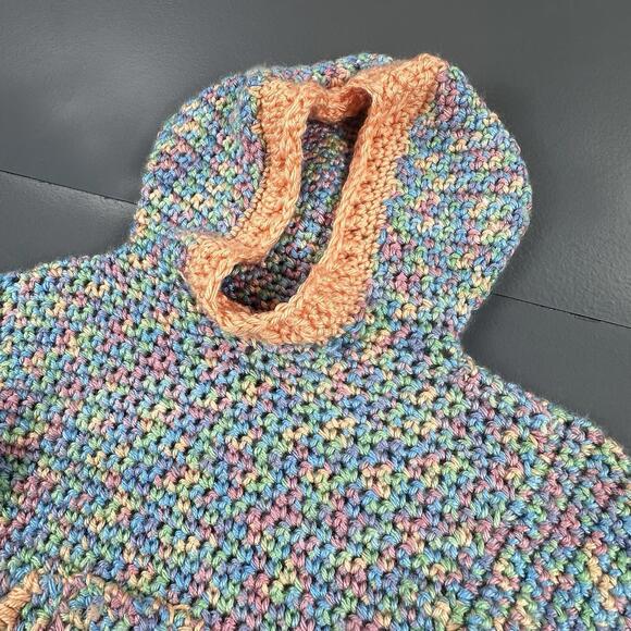 Handmade Crochet Hoodie Infant Girls 0-6 Months Orange Pink Blue Green - Picture 2 of 5